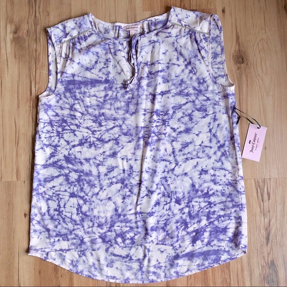 NEW JUICY COUTURE Tie-Dye Peasant Top Blouse Shirt Small Women’s - Picture 5 of 16